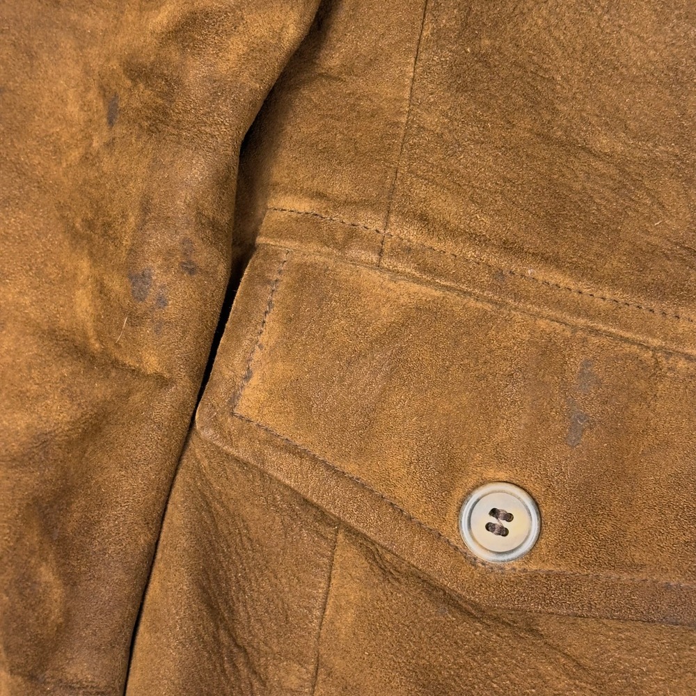 Vintage 70s Swagger Suede Blazer DuPont Quilon Brown Sport Coat Notch Lapel 42 - Picture 10 of 14